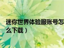 迷你世界體驗服賬號怎么下載不了（迷你世界體驗服賬號怎么下載）