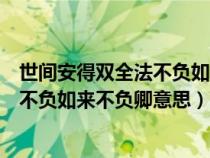 世間安得雙全法不負(fù)如來不負(fù)卿意思全詩(shī)（世間安得雙全法不負(fù)如來不負(fù)卿意思）