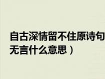 自古深情留不住原詩(shī)句及解釋?zhuān)ㄗ怨派钋榱舨蛔u行漸遠(yuǎn)漸無(wú)言什么意思）