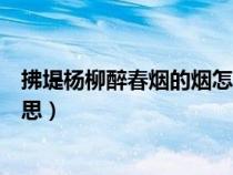 拂堤楊柳醉春煙的煙怎么寫（拂堤楊柳醉春煙的煙是什么意思）