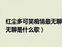 紅塵多可笑癡情最無聊是什么歌的歌詞（紅塵多可笑癡情最無聊是什么歌）