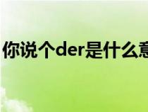 你說個(gè)der是什么意思（你個(gè)der是什么意思）