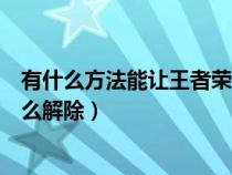 有什么方法能讓王者榮耀限時的方法解除（王者榮耀限時怎么解除）