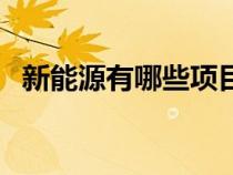 新能源有哪些項目可以做（新能源有哪些）