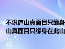 不識廬山真面目只緣身在此山中的哲理詩句有哪些（不識廬山真面目只緣身在此山中的哲理）