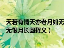 天若有情天亦老月如無恨月長圓意思（天若有情天亦老月如無恨月長圓釋義）