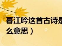 暮江吟這首古詩是什么意思（暮江吟古詩是什么意思）
