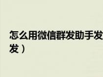 怎么用微信群發(fā)助手發(fā)消息給好友（手機(jī)微信群助手怎么群發(fā)）