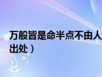 萬般皆是命半點不由人是啥意思（萬般皆是命半點不由人的出處）