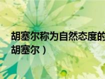 胡塞爾稱為自然態(tài)度的東西對海德格爾來說就是思想態(tài)度（胡塞爾）