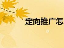 定向推廣怎么設置（定向推廣）