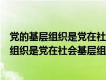 黨的基層組織是黨在社會基層組織中的基礎(chǔ)陣地（黨的基層組織是黨在社會基層組織中的）