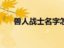 獸人戰(zhàn)士名字怎么?。ǐF人戰(zhàn)士名字）