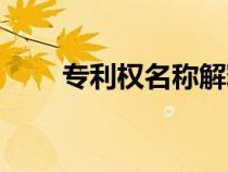 專利權名稱解釋（專利權名詞解釋）