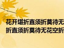 花開堪折直須折莫待無花空折枝說明什么的重要性（花開堪折直須折莫待無花空折枝）