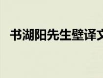 書湖陽先生壁譯文（書湖陽先生壁王安石）