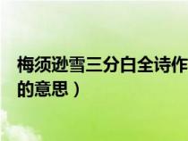 梅須遜雪三分白全詩(shī)作者（梅須遜雪三分白雪卻輸梅一段香的意思）