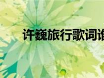 許巍旅行歌詞誰寫的（許巍旅行歌詞）