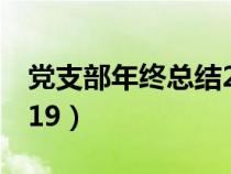 黨支部年終總結(jié)2022年（黨支部年終總結(jié)2019）