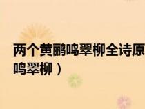 兩個(gè)黃鸝鳴翠柳全詩(shī)原文表達(dá)了作者的什么情感(兩個(gè)黃鸝鳴翠柳) 兩個(gè)黃鸝鳴翠柳全詩(shī)原文表達(dá)了作者的什么情感(兩個(gè)黃鸝鳴翠柳)