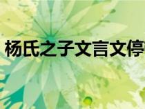 楊氏之子文言文停頓節(jié)奏（楊氏之子文言文）