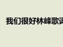 我們很好林峰歌詞（我們很好林俊杰歌詞）