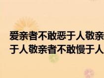 愛親者不敢惡于人敬親者不敢慢于人的意意（愛親者不敢惡于人敬親者不敢慢于人）