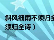 斜風(fēng)細(xì)雨不須歸全詩的意思讀音（斜風(fēng)細(xì)雨不須歸全詩）