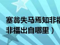 塞翁失馬焉知非福是啥意思?。ㄈ淌яR焉知非福出自哪里）