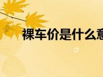 裸車價(jià)是什么意思（裸車是什么意思）