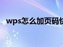 wps怎么加頁(yè)碼快捷鍵（wps怎么加頁(yè)碼）