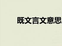 既文言文意思舉例（既文言文意思）
