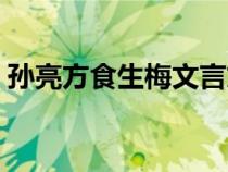 孫亮方食生梅文言文及翻譯（孫亮方食生梅）