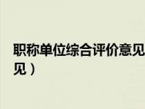 職稱單位綜合評價意見寫漏了怎么辦（職稱單位綜合評價意見）