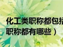 化工類職稱都包括哪些方面（化工類的工程師職稱都有哪些）