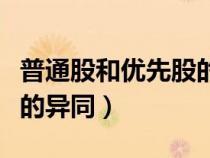普通股和優(yōu)先股的異同之處（普通股和優(yōu)先股的異同）