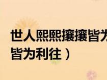 世人熙熙攘攘皆為利往是什么意思（熙熙攘攘皆為利往）