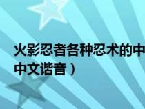 火影忍者各種忍術(shù)的中文諧音是什么（火影忍者各種忍術(shù)的中文諧音）