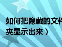 如何把隱藏的文件夾顯示（怎么把隱藏的文件夾顯示出來）
