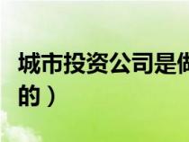 城市投資公司是做什么的（投資公司是做什么的）