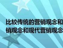 比較傳統(tǒng)的營銷觀念和現(xiàn)代營銷觀念的區(qū)別(比較傳統(tǒng)的營銷觀念和現(xiàn)代營銷觀念) 比較傳統(tǒng)的營銷觀念和現(xiàn)代營銷觀念的區(qū)別(比較傳統(tǒng)的營銷觀念和現(xiàn)代營銷觀念)