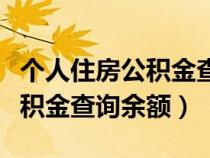 個人住房公積金查詢余額怎么查（個人住房公積金查詢余額）