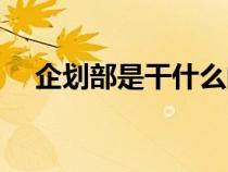 企劃部是干什么的（企劃部是做什么的）